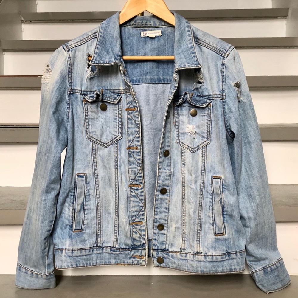 COTTON CANDY denim distressed blue jean jacket